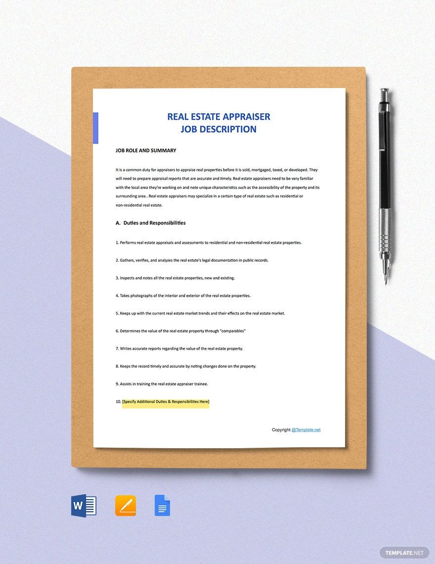 Real Estate Appraiser Template in Google Docs FREE Download