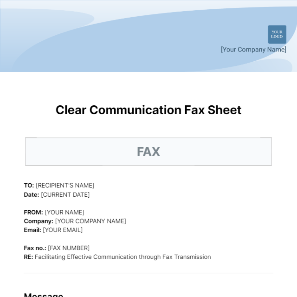 Clear Communication Fax Sheet Template