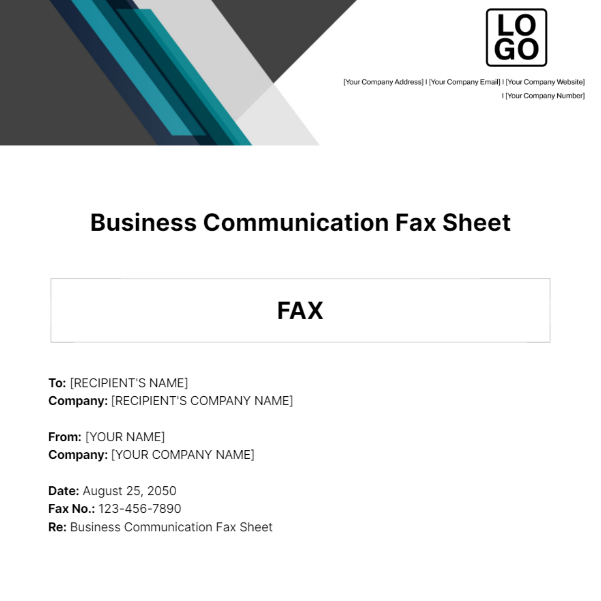 Business Communication Fax Sheet Template - Edit Online & Download