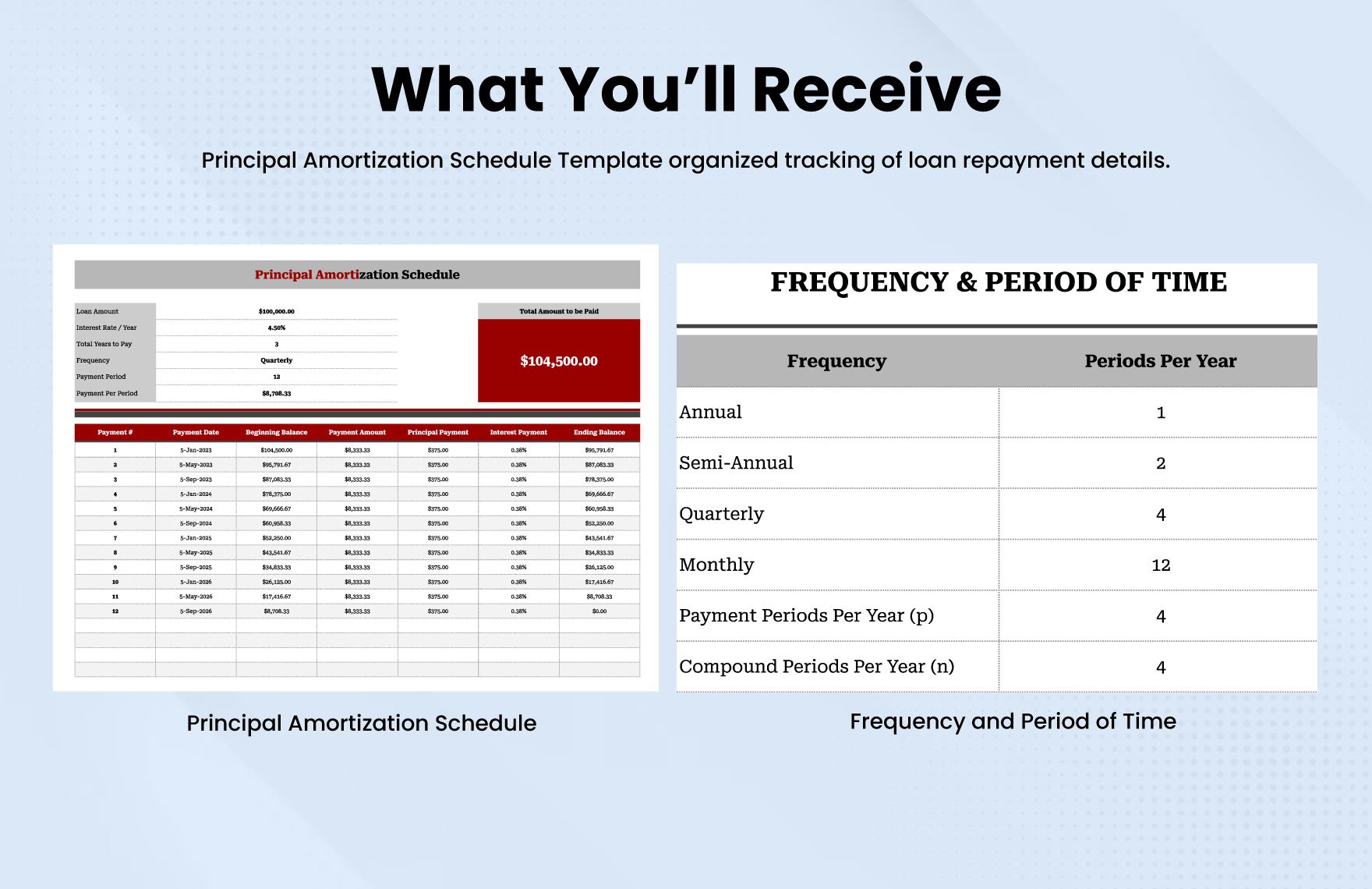 Principal Amortization Schedule Template