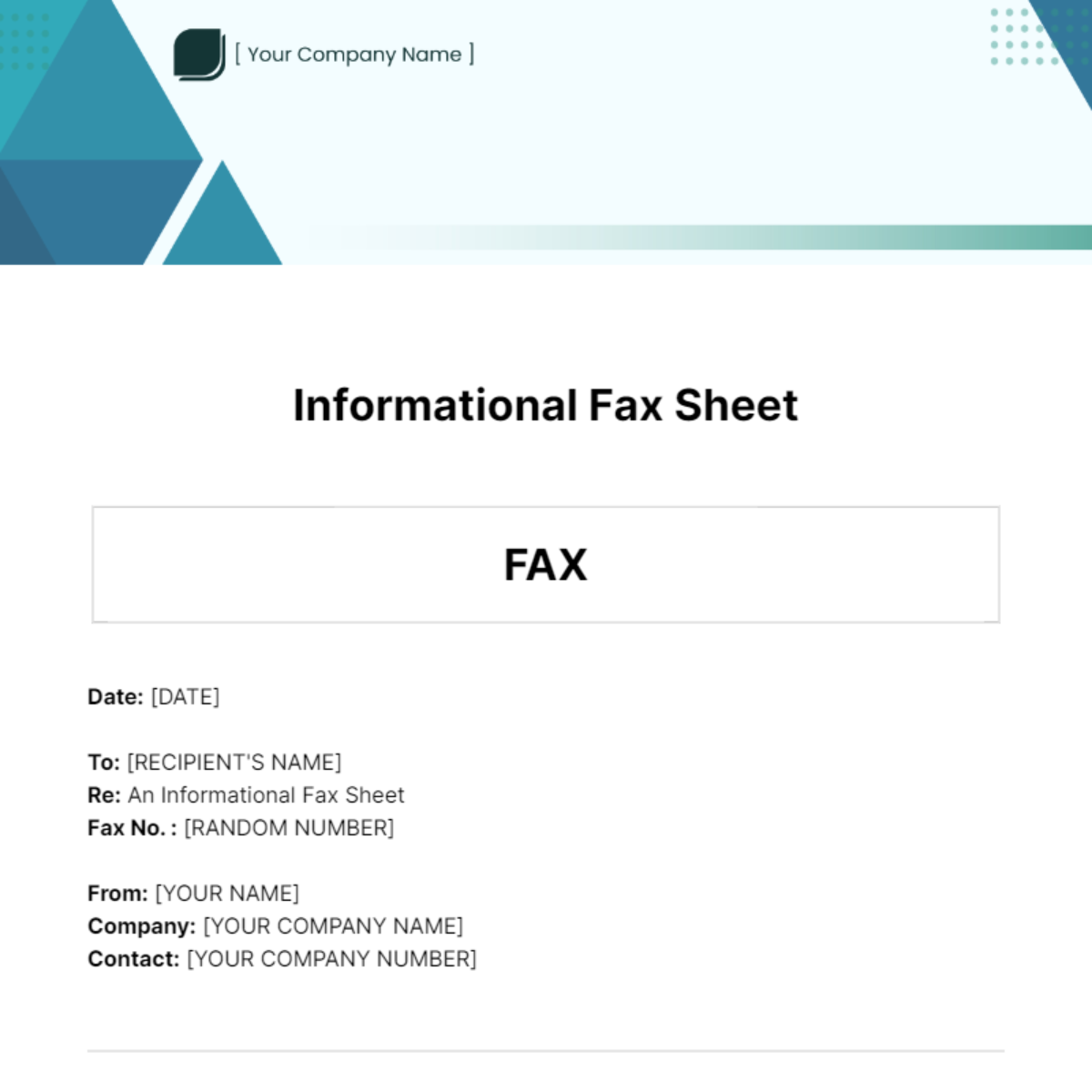 Informational Fax Sheet Template - Edit Online & Download