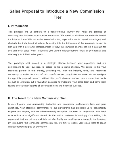 Free Sales Proposal to Introduce a New Commission Tier Template to Edit Online