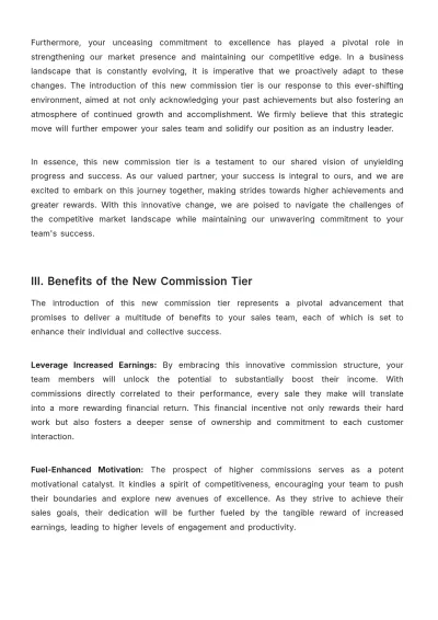 Free Sales Proposal to Introduce a New Commission Tier Template to Edit Online