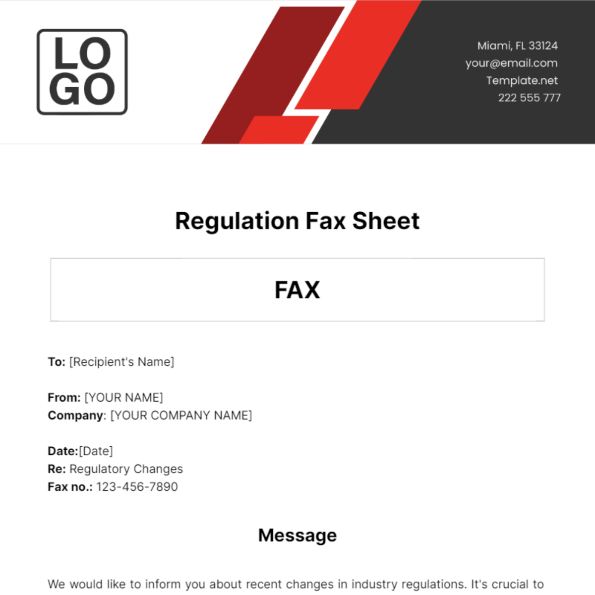 Regulation Fax Sheet Template - Edit Online & Download