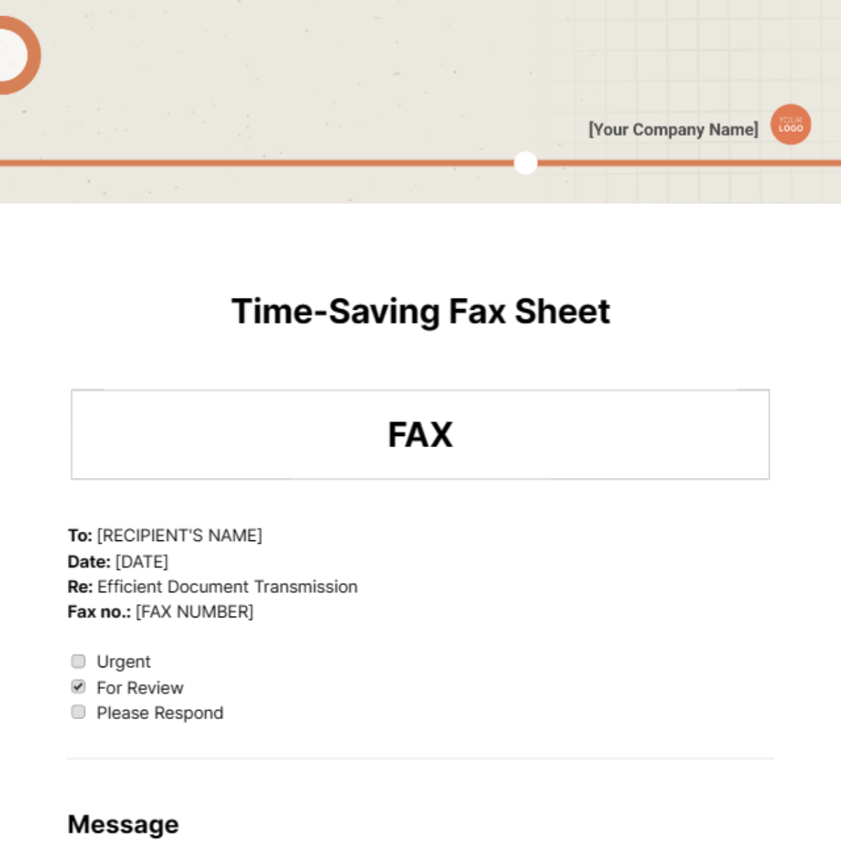 Time-Saving Fax Sheet Template
