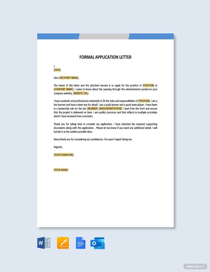 Formal Application Letter Format Template