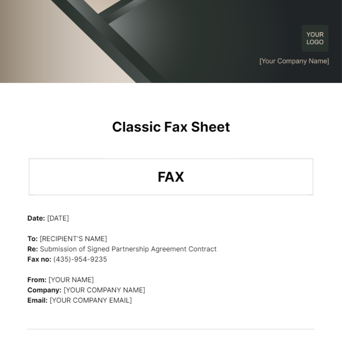 Classic Fax Sheet Template