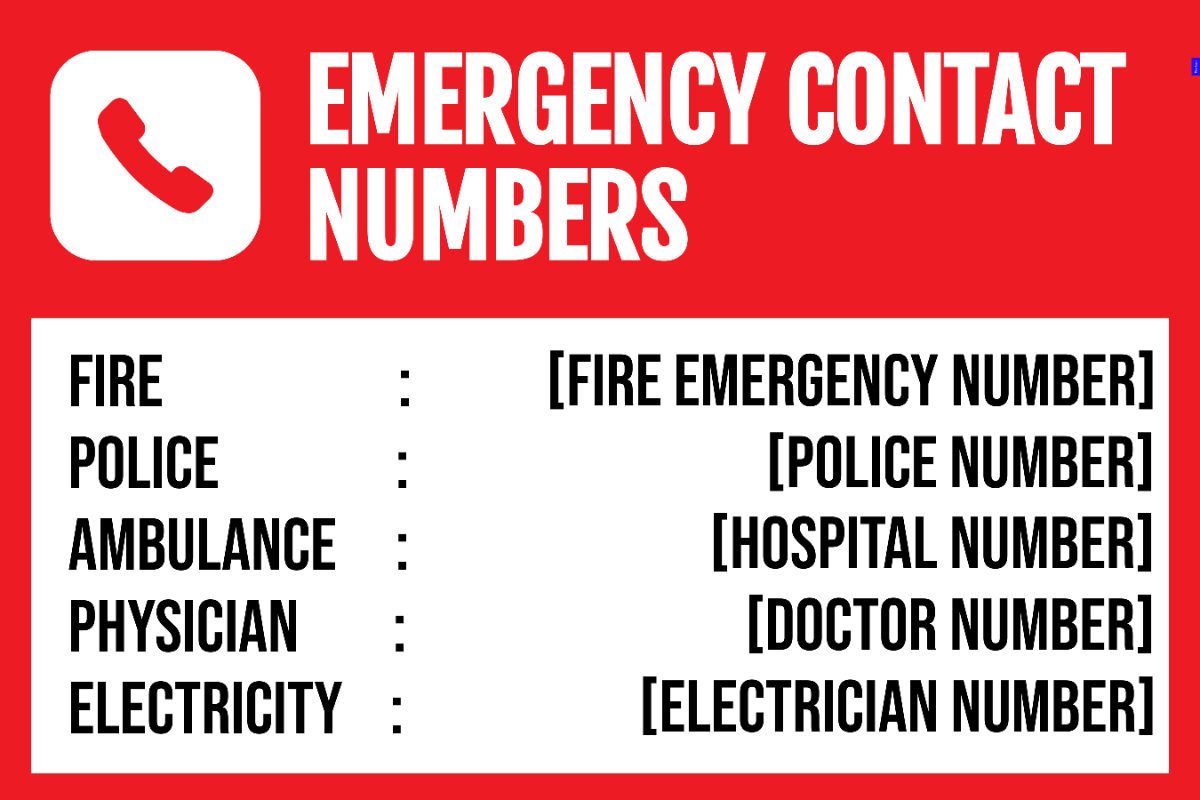 Free Emergency Contact Sign