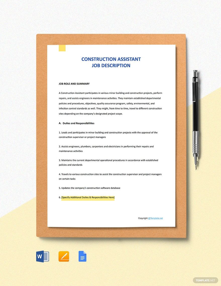 Construction Job Description Templates - 64+ Docs, Free Downloads ...