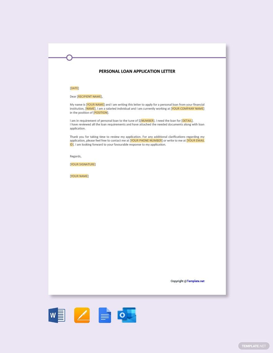 FREE Loan Application Letter Template - Download in Word, Google Docs