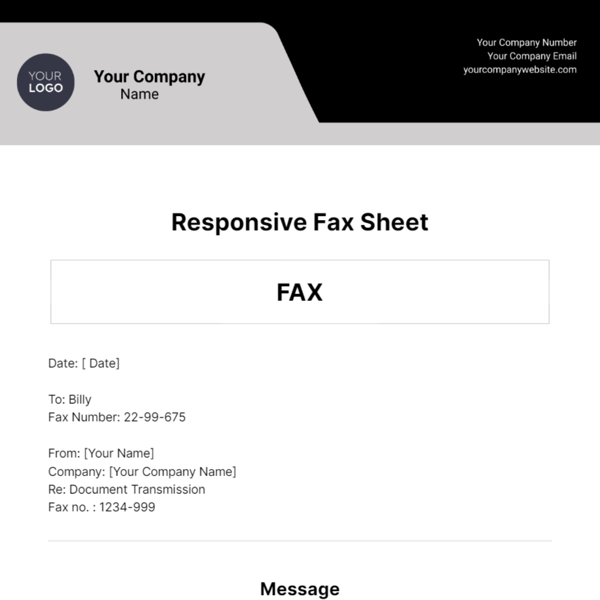 Responsive Fax Sheet Template