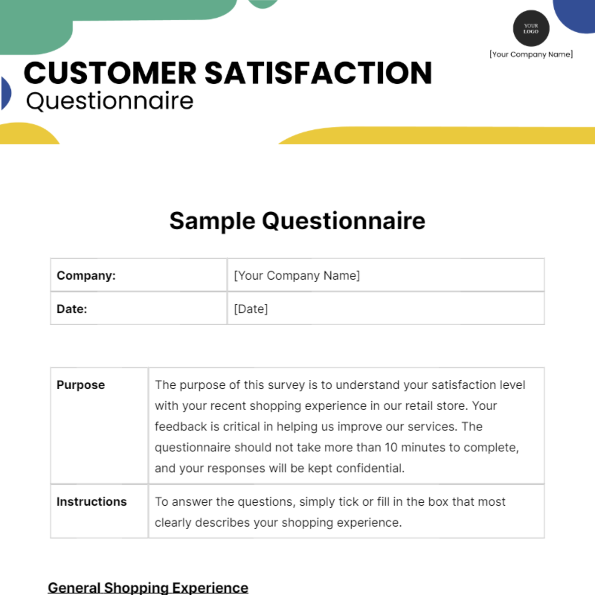 Sample Questionnaire Template