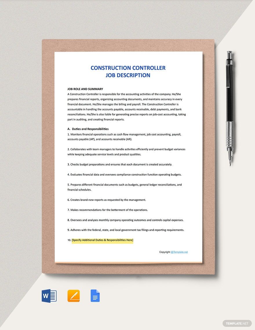 Construction Job Description Templates - 64+ Docs, Free Downloads ...