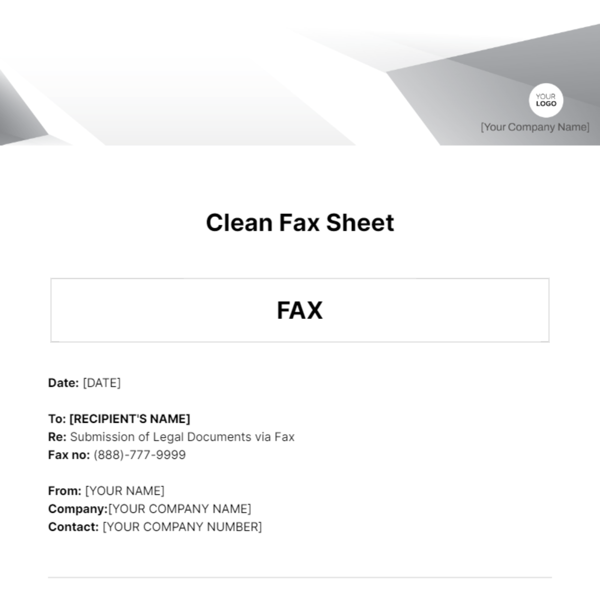 Free Clean Fax Sheet Template
