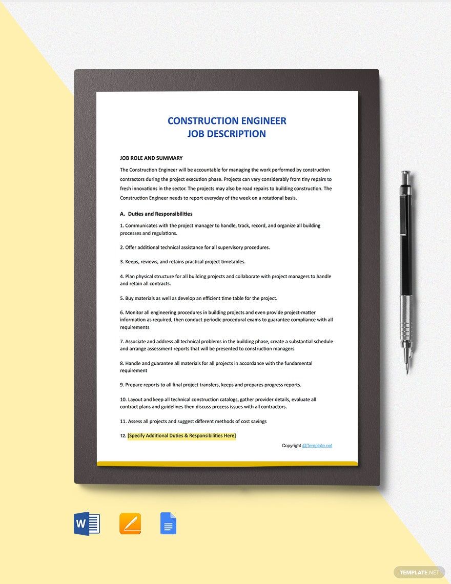  Hotel Chief Engineer Job Description Template Google Docs Word 