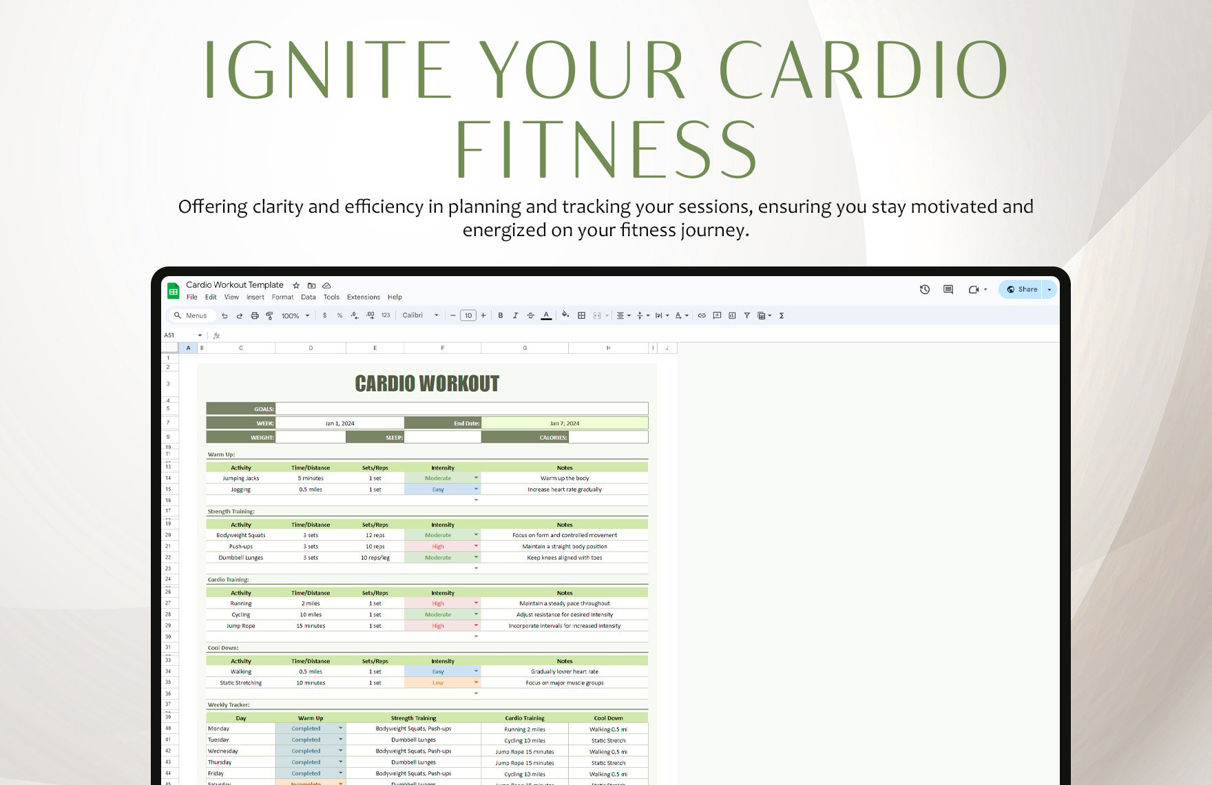 Cardio Workout Template