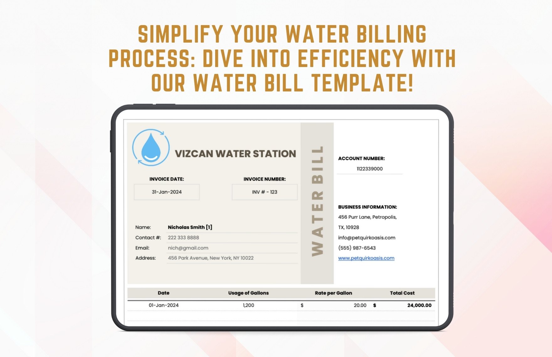 Water Bill Template
