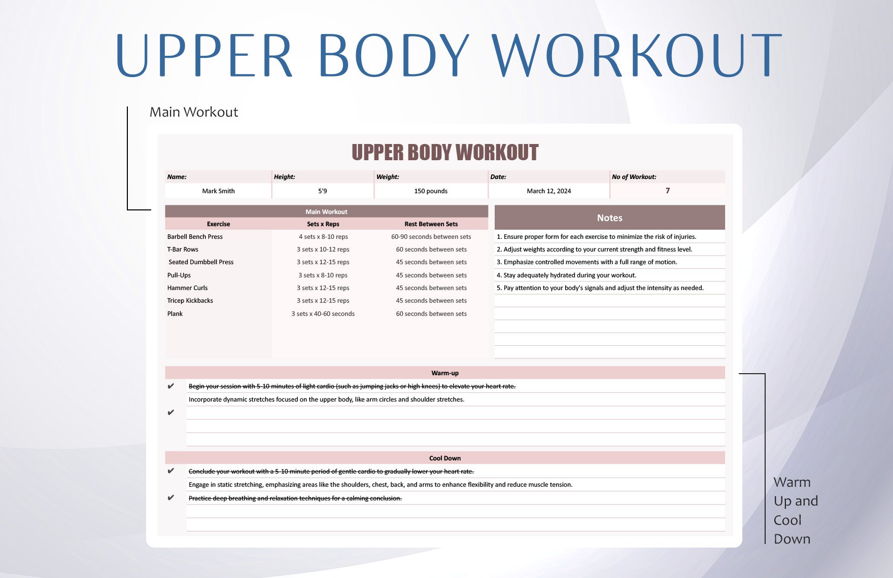 Upper Body Workout 1  Upper body workout, Fitness body, Printable workouts