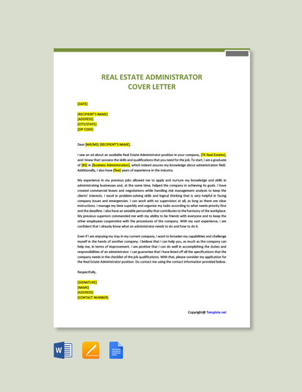 Free Real Estate Administrator Cover Letter
