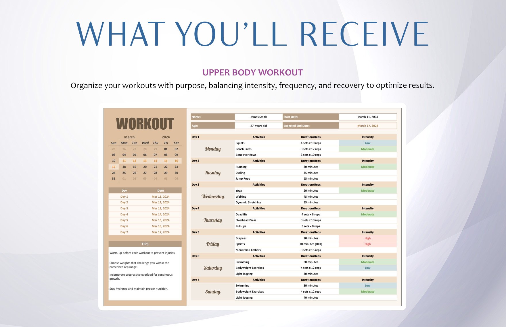Transformation Workout Template