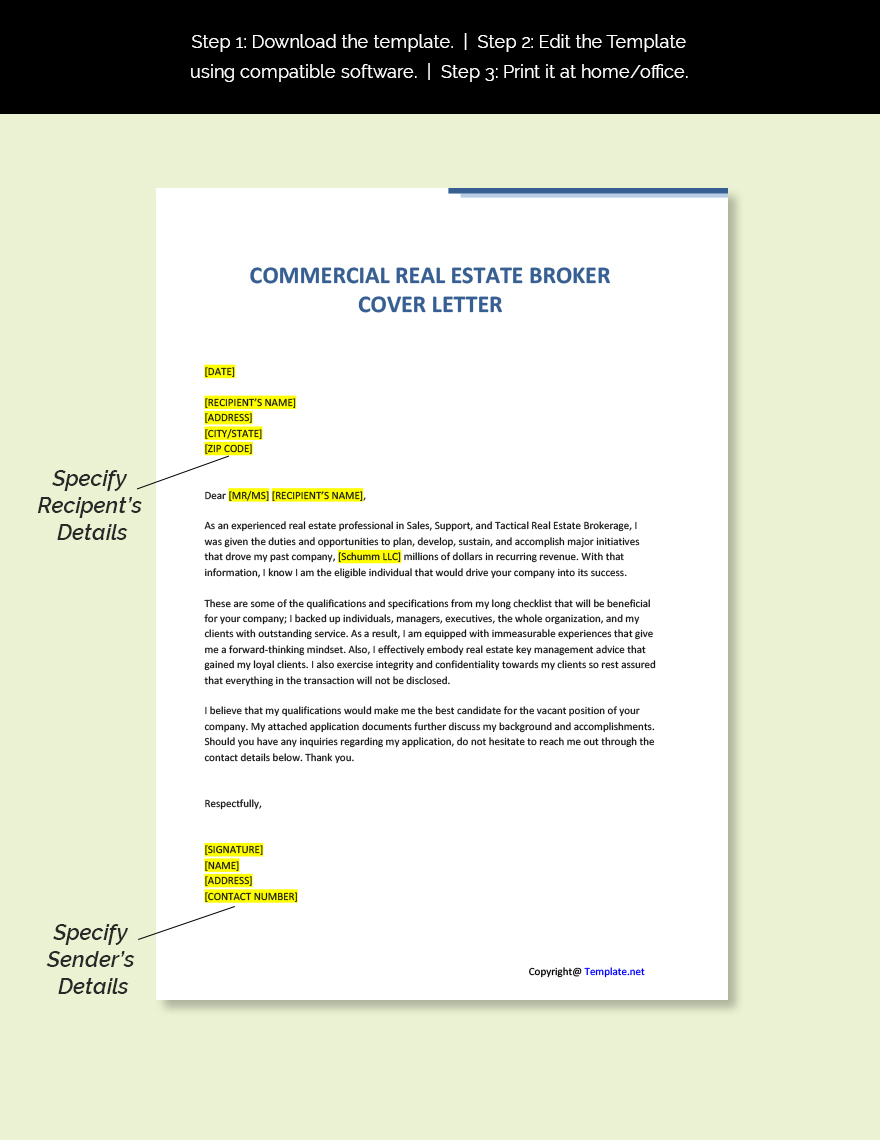 Free Commercial Real Estate Broker Cover Letter Template