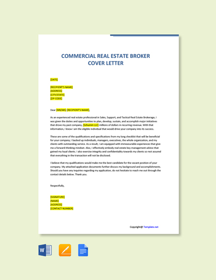 cover letter commercial real estate