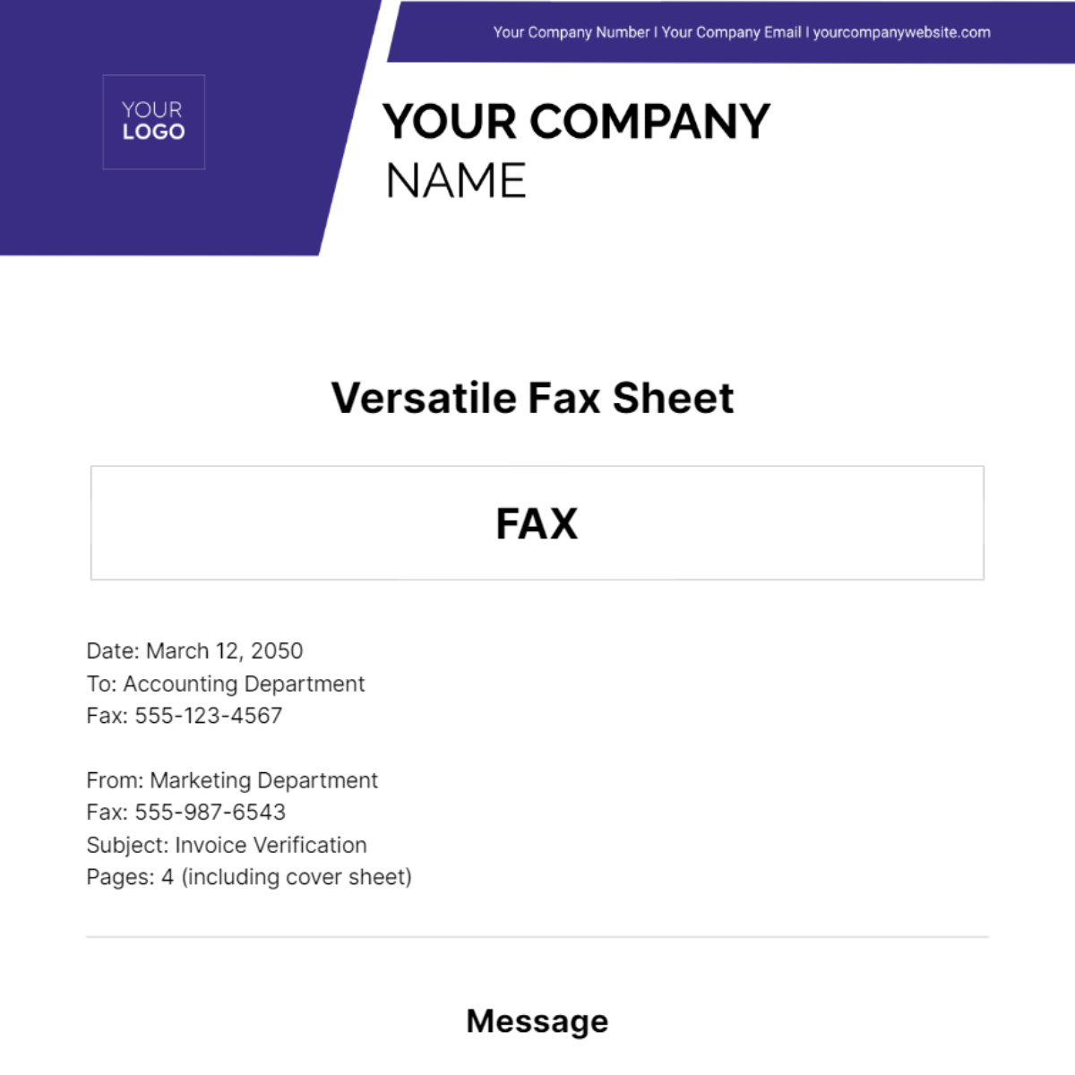 Versatile Fax Sheet Template