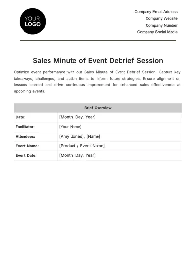 Free Sales Minute of Event Debrief Session Template to Edit Online