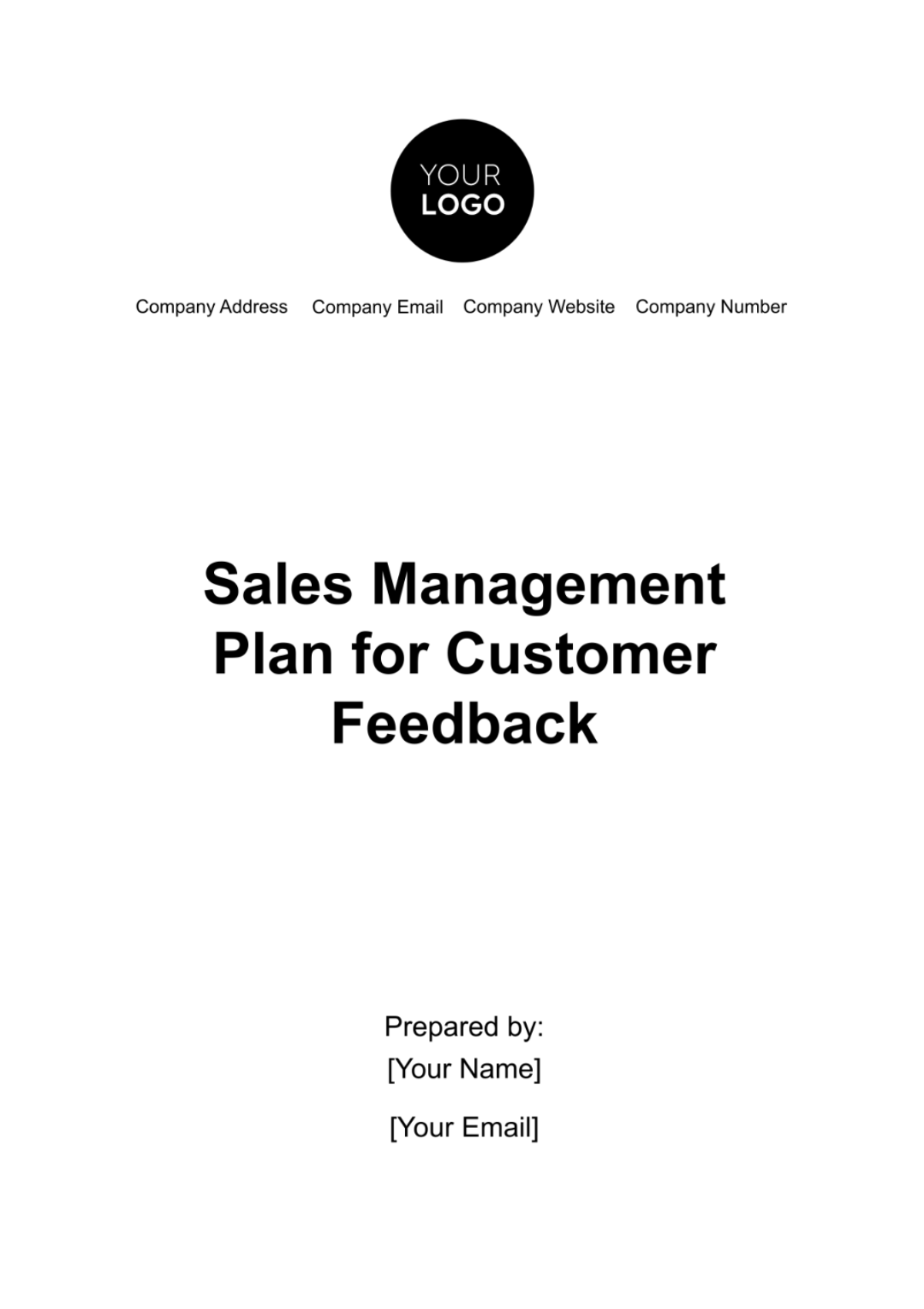 Sales Management Plan for Customer Feedback Template - Edit Online & Download