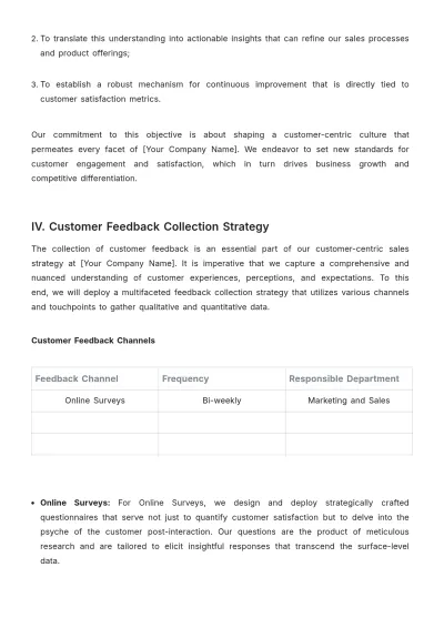 Free Sales Management Plan for Customer Feedback Template to Edit Online