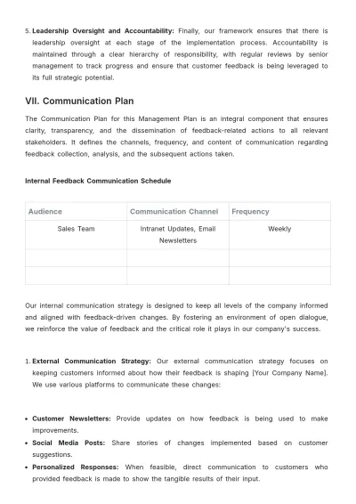 Free Sales Management Plan for Customer Feedback Template to Edit Online