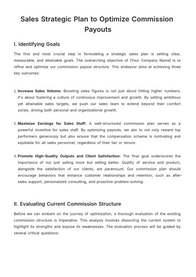 Free Sales Strategic Plan to Optimize Commission Payouts Template to Edit Online