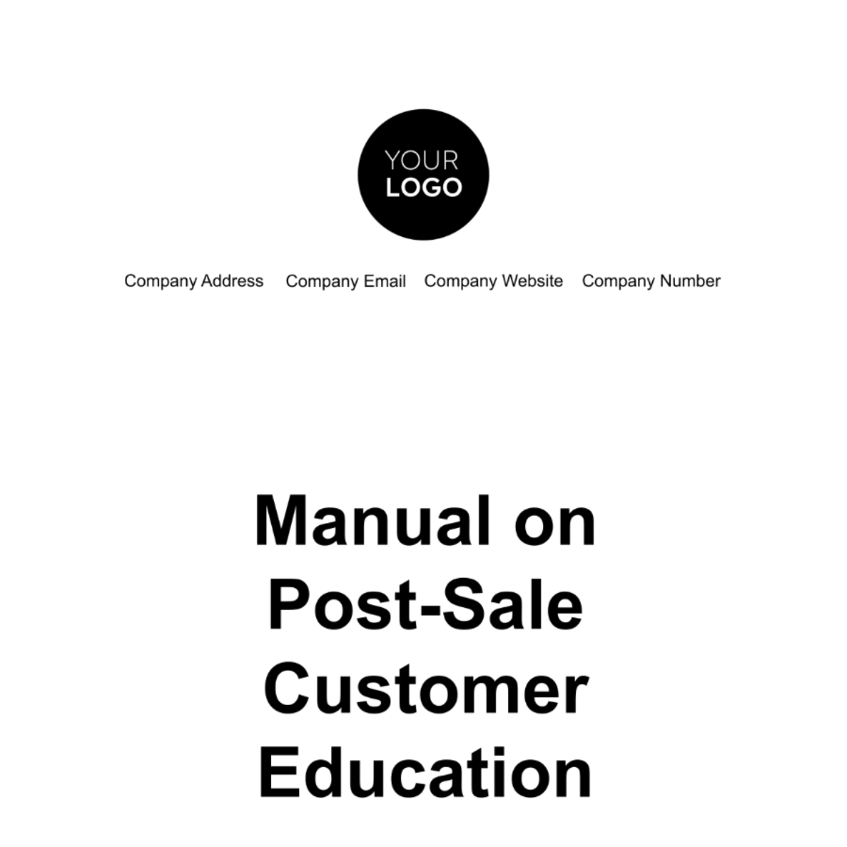 Manual on Post-Sale Customer Education Template