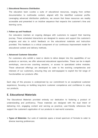 Free Manual on Post-Sale Customer Education Template to Edit Online