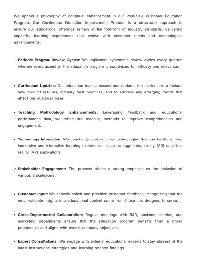 Free Manual on Post-Sale Customer Education Template to Edit Online