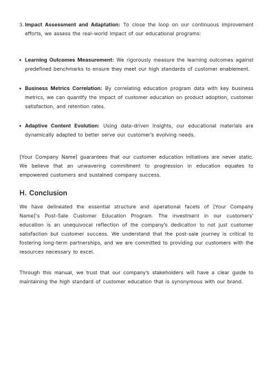 Free Manual on Post-Sale Customer Education Template to Edit Online