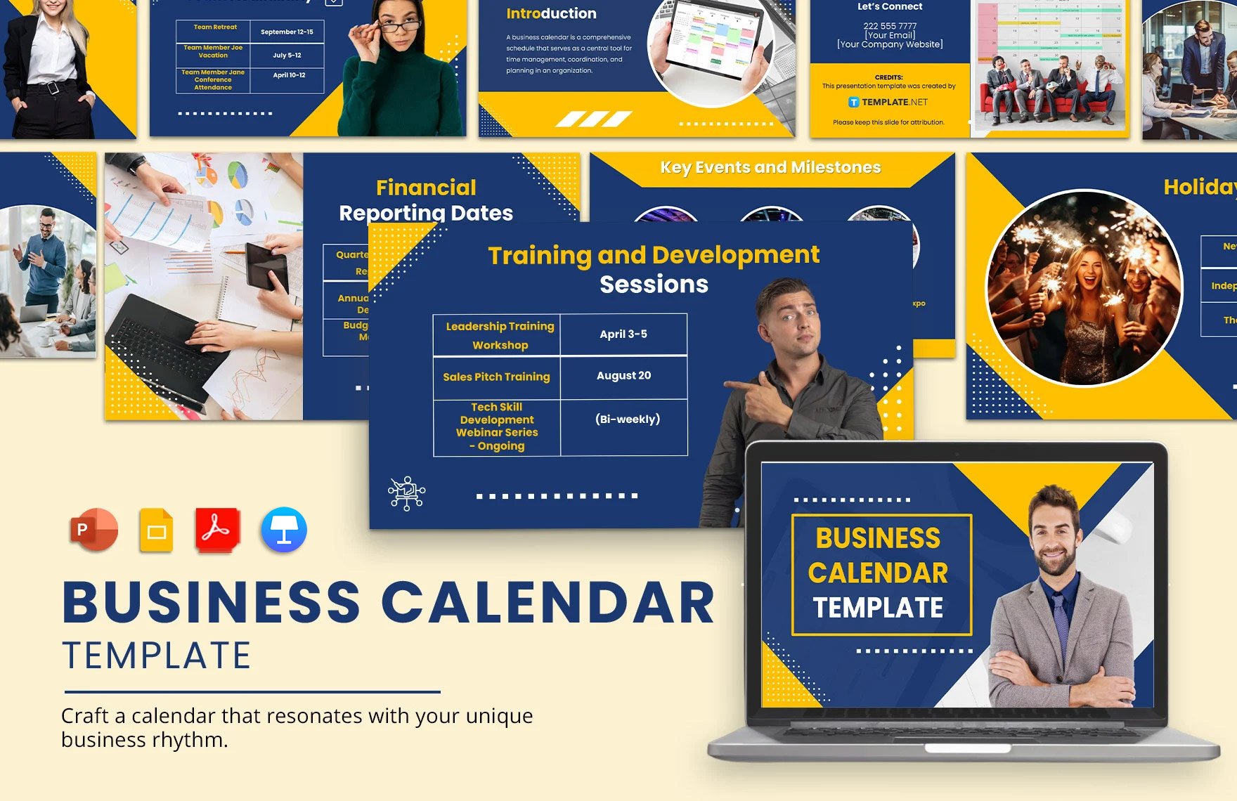 Business Calendar Template in PDF, PowerPoint, Google Slides, Apple Keynote