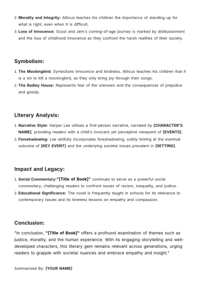 Free Match Book Summary Template to Edit Online
