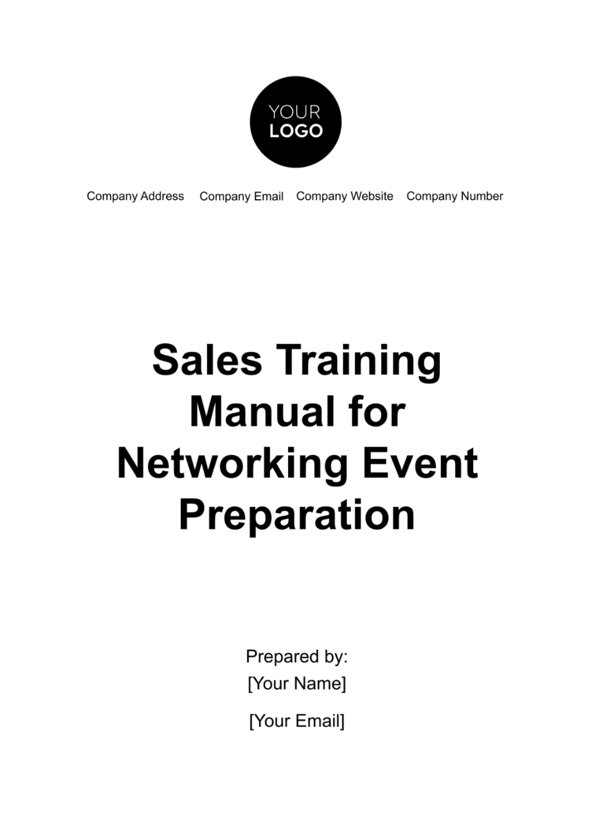 Sales Training Manual for Networking Event Preparation Template - Edit Online & Download