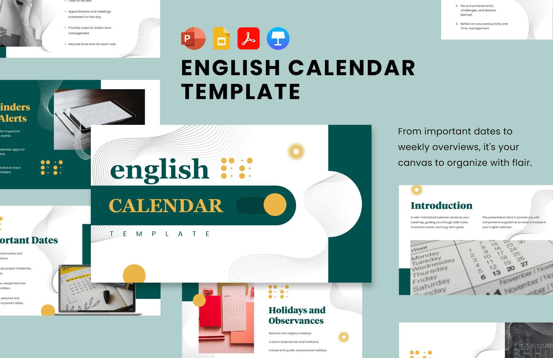 English Calendar Template