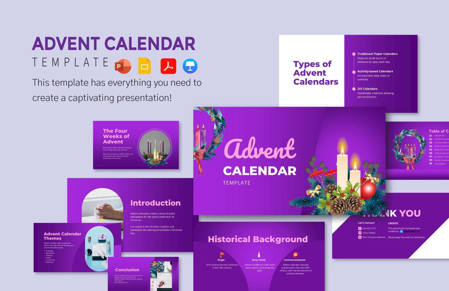 Advent Calendar Template in PDF, PowerPoint, Google Slides, Apple Keynote