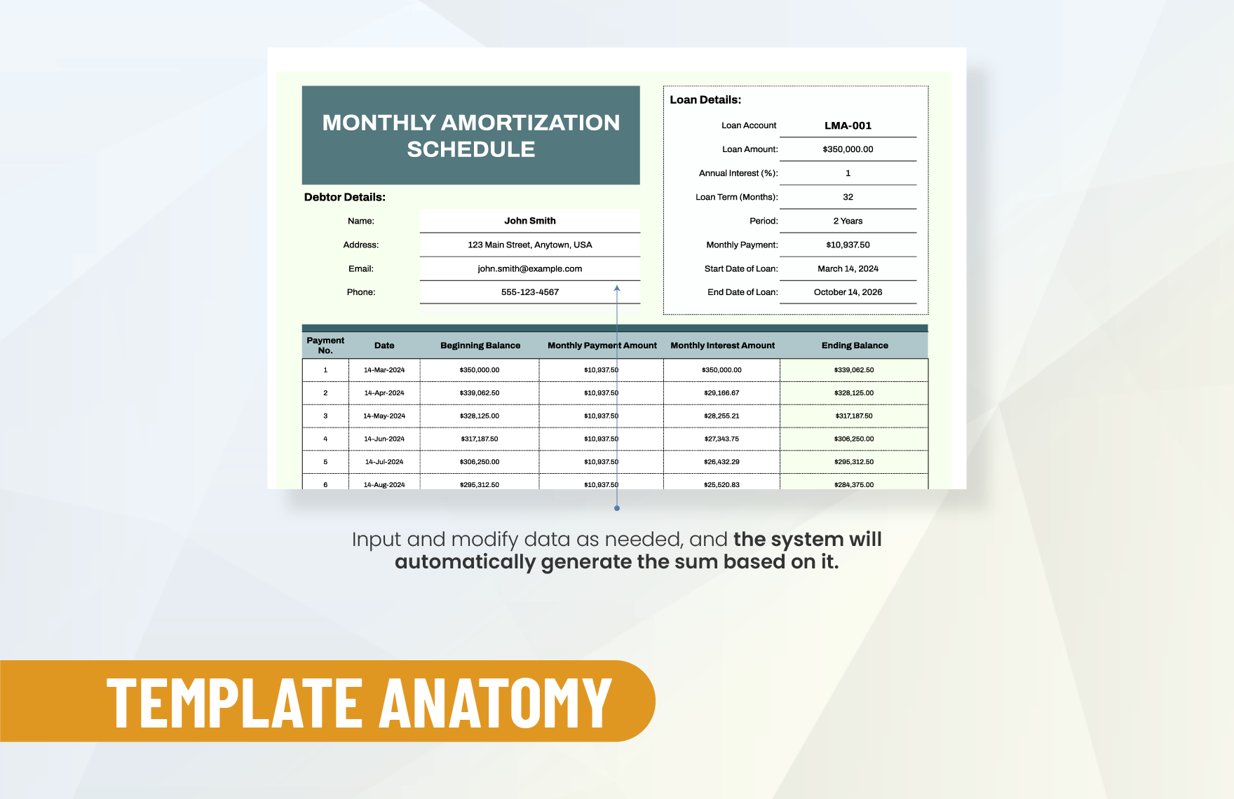 Monthly Amortization Schedule Template