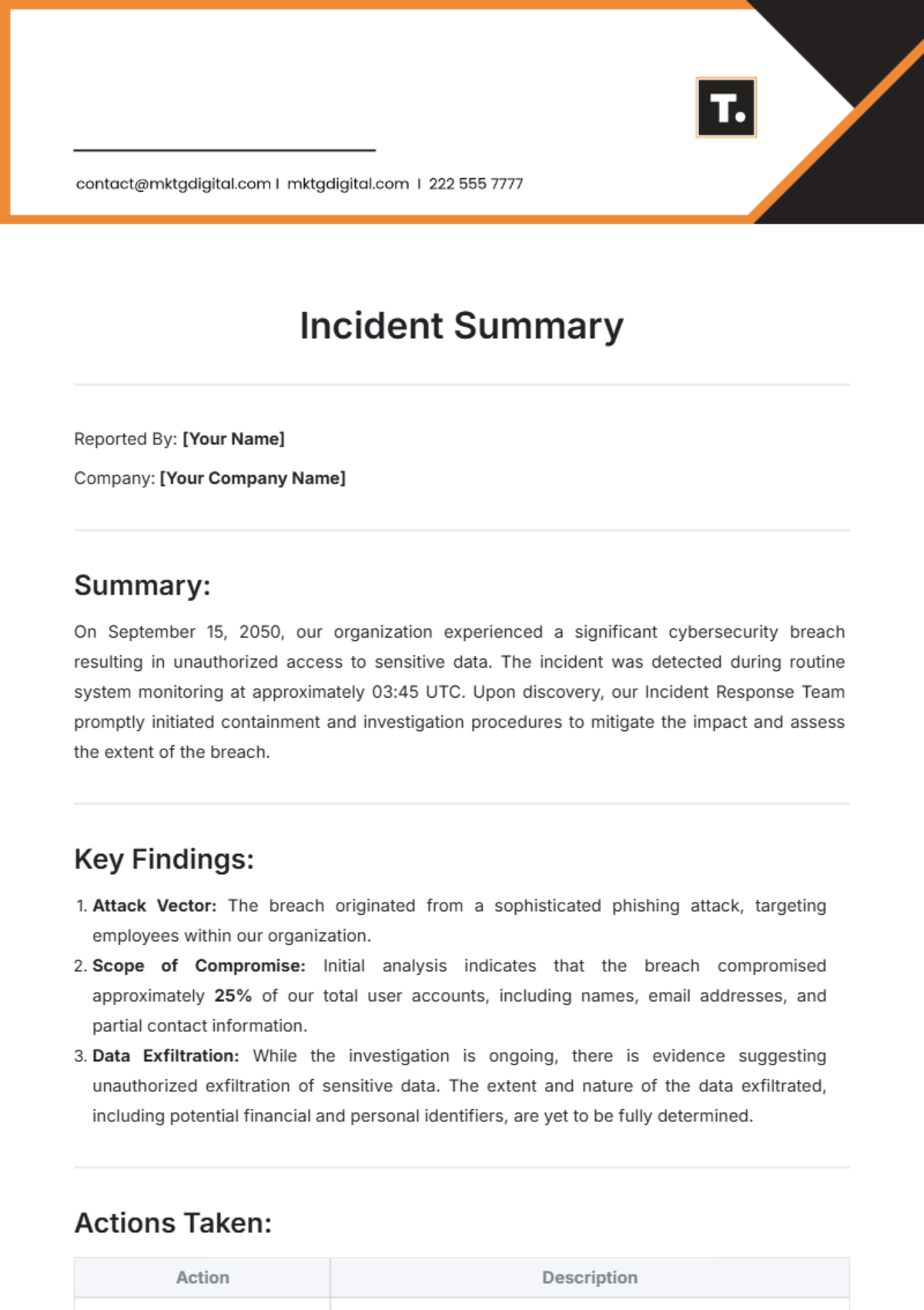 Incident Summary Template - Edit Online & Download