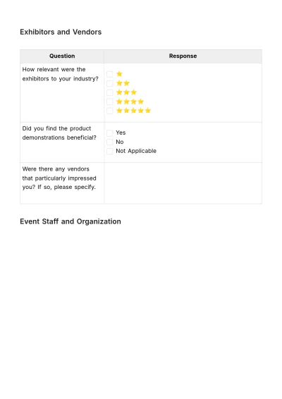 Free Sales Trade Show Attendee Feedback Questionnaire Template to Edit Online