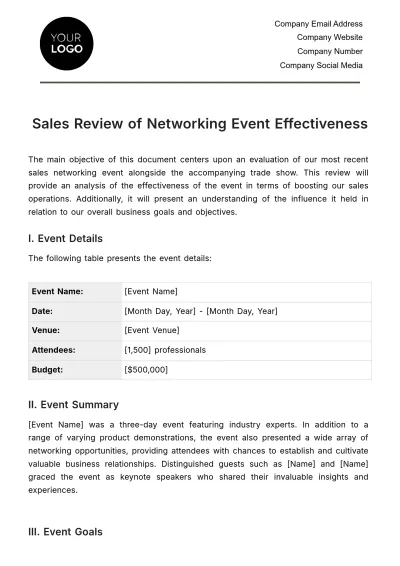 Free Sales Review of Networking Event Effectiveness Template to Edit Online