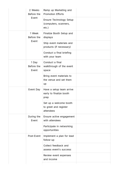 Free Sales Event Setup Schedule Template to Edit Online