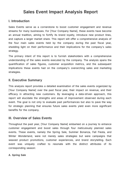 Free Sales Event Impact Analysis Report Template to Edit Online