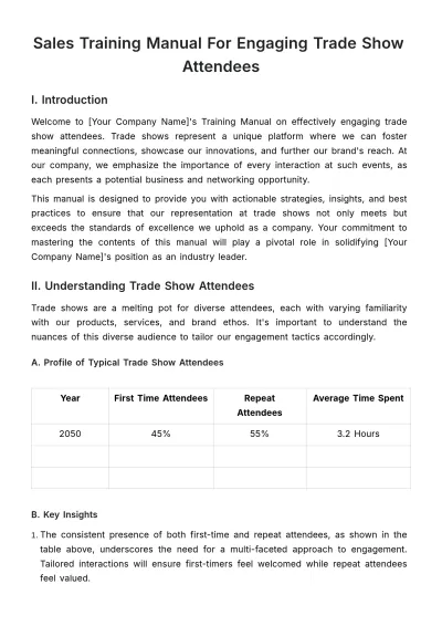 Free Sales Training Manual for Engaging Trade Show Attendees Template to Edit Online