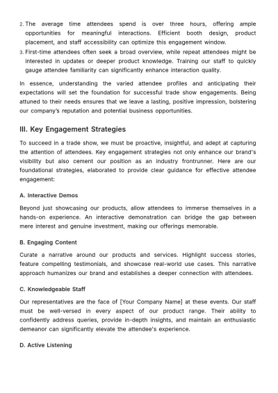 Free Sales Training Manual for Engaging Trade Show Attendees Template to Edit Online