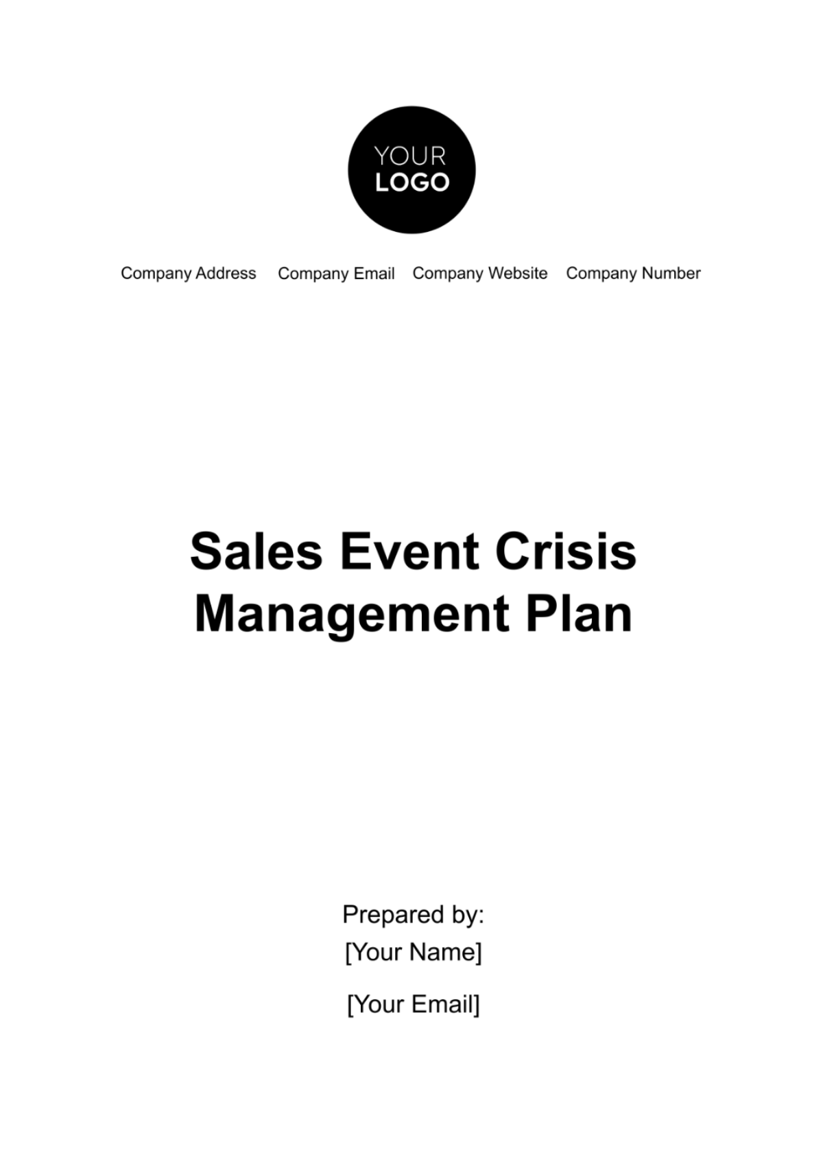 Sales Event Crisis Management Plan Template - Edit Online & Download